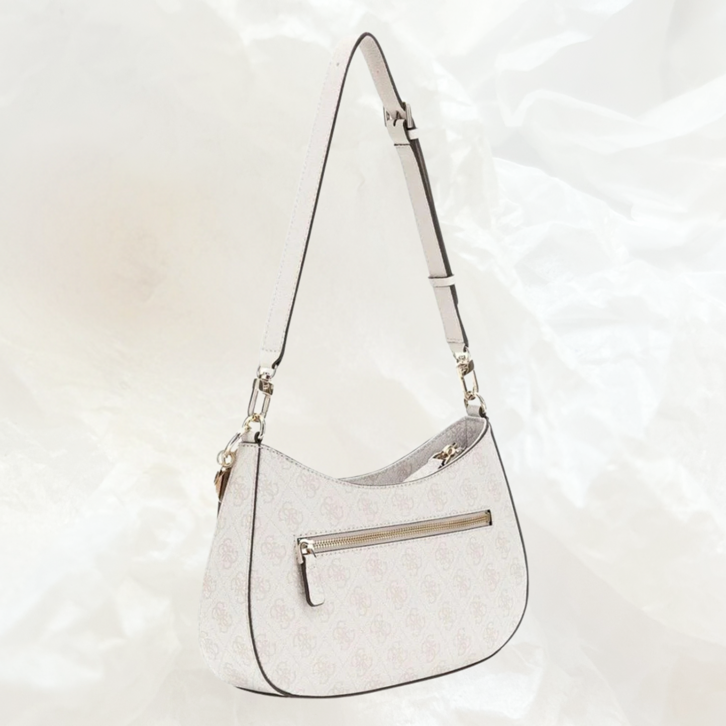 GUESS Noelle Top Zip Shoulder Bag Handtasche – bone weiss