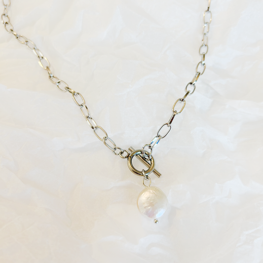 SINGLE PEARL Halskette – Silber