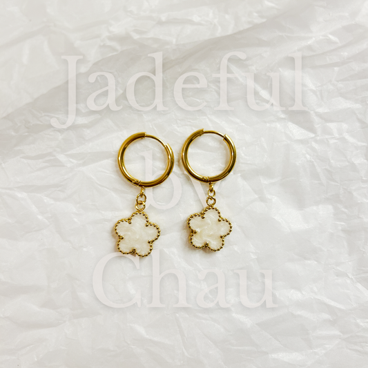 BLOOM DANGLE Ohrringe – Weiss