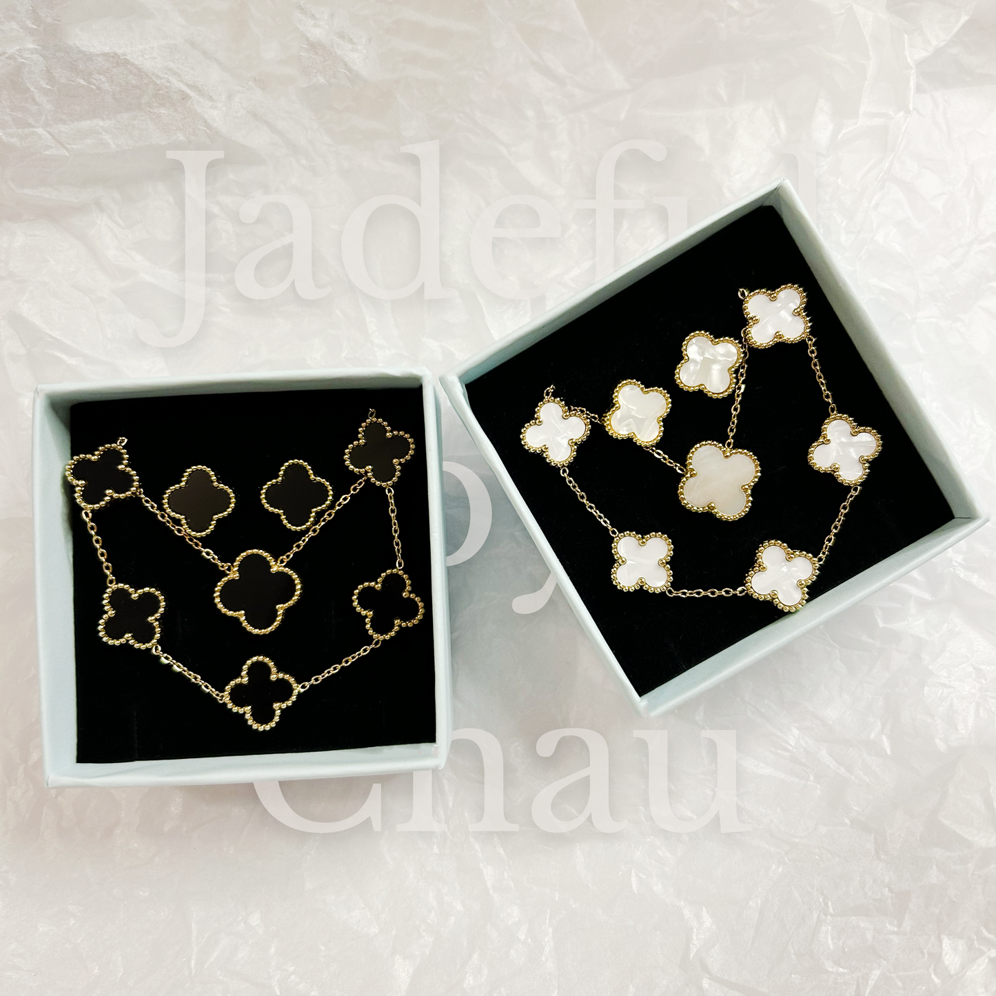 CLOVER jewelry set – mother-of-pearl white