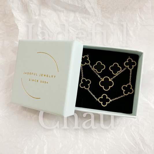 CLOVER Schmuck Set – Schwarz