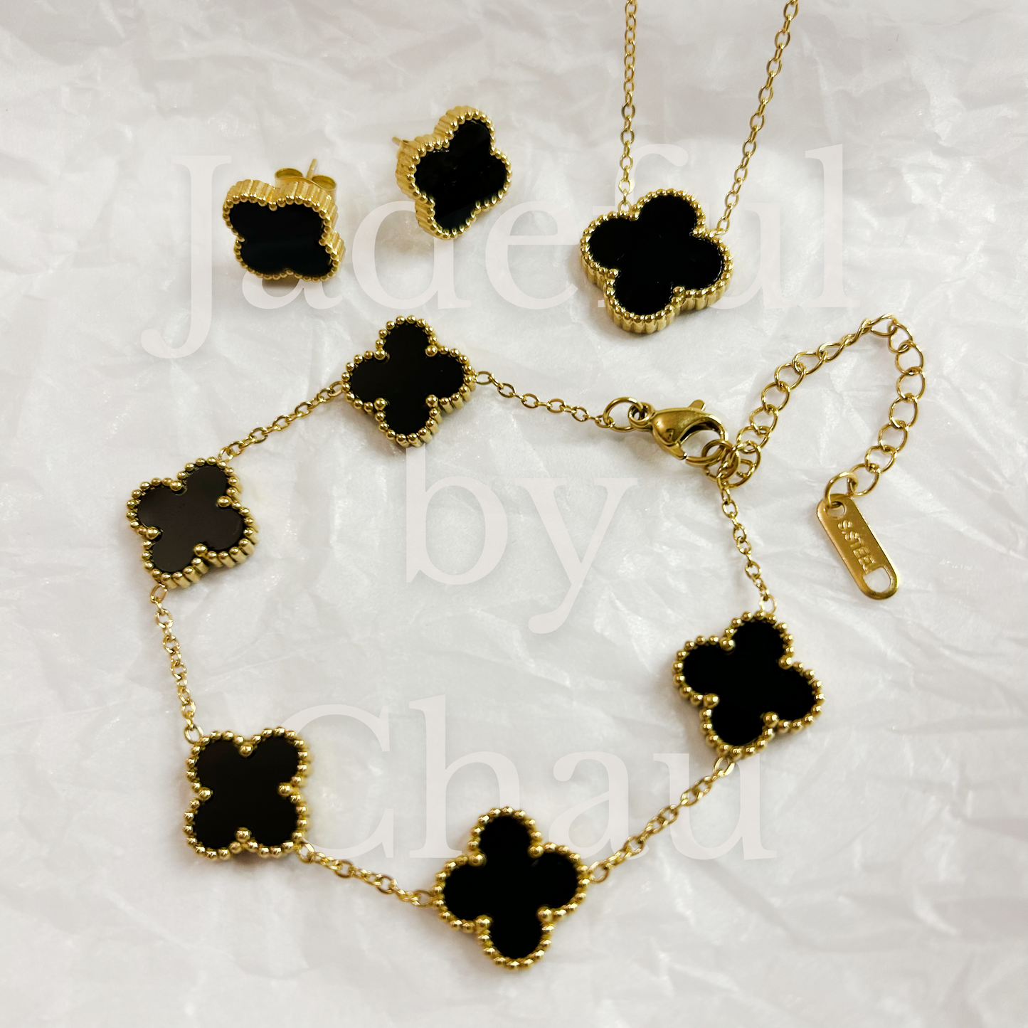 CLOVER jewelry set – black
