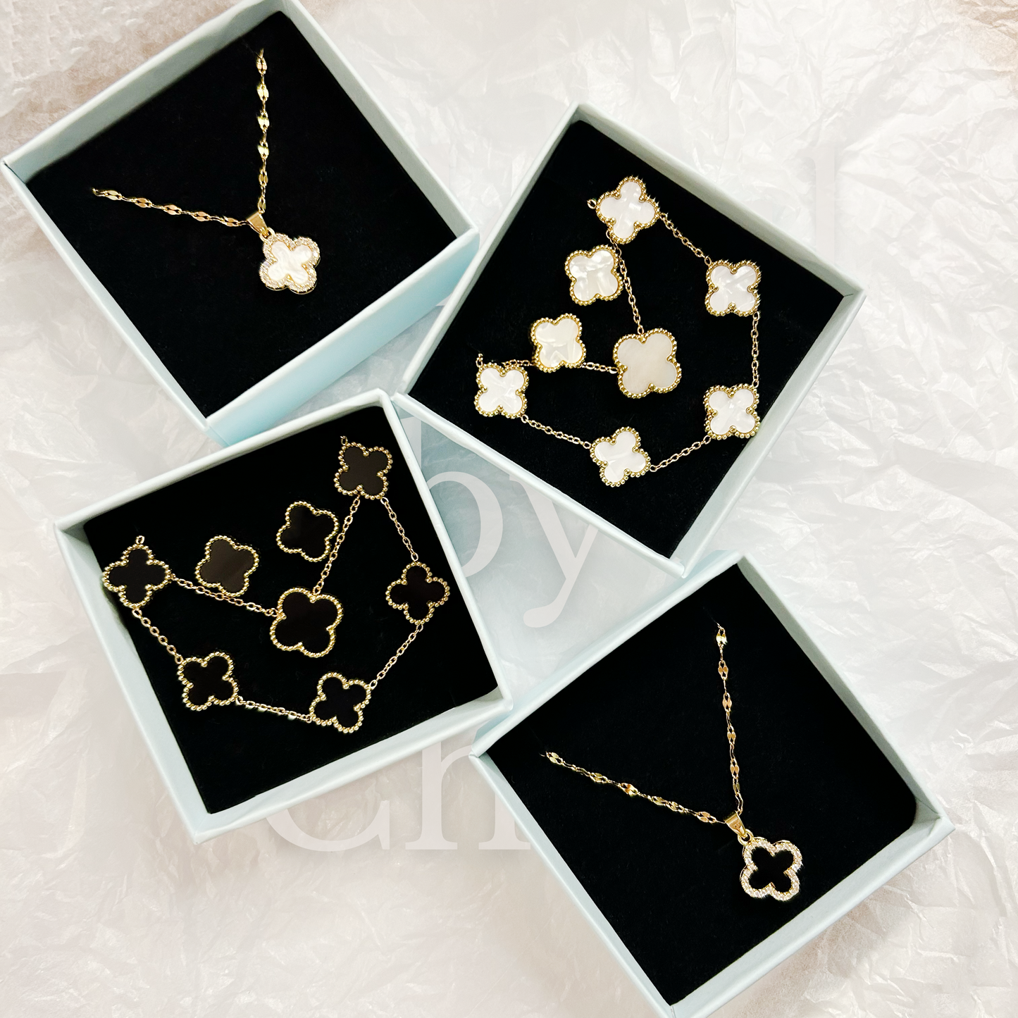 CLOVER jewelry set – black