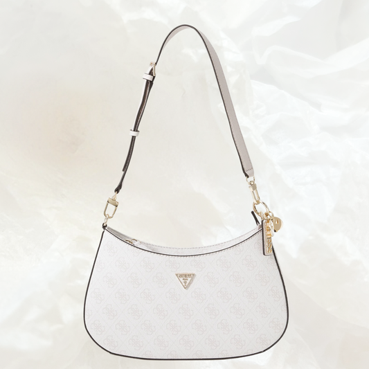 GUESS Noelle Top Zip Shoulder Bag Handtasche – bone weiss