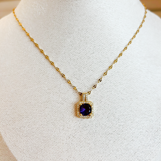 GEOMETRIC GLOW VIOLET Necklace – Gold 