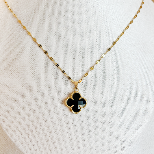 ONYX CLOVER Necklace – Gold 