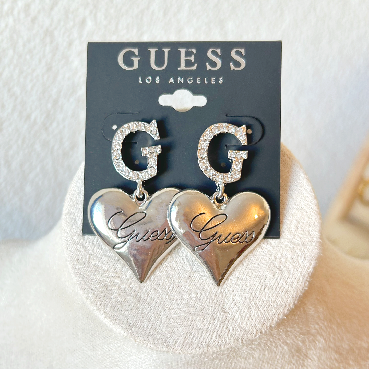 GUESS Heart Earrings – Silver 
