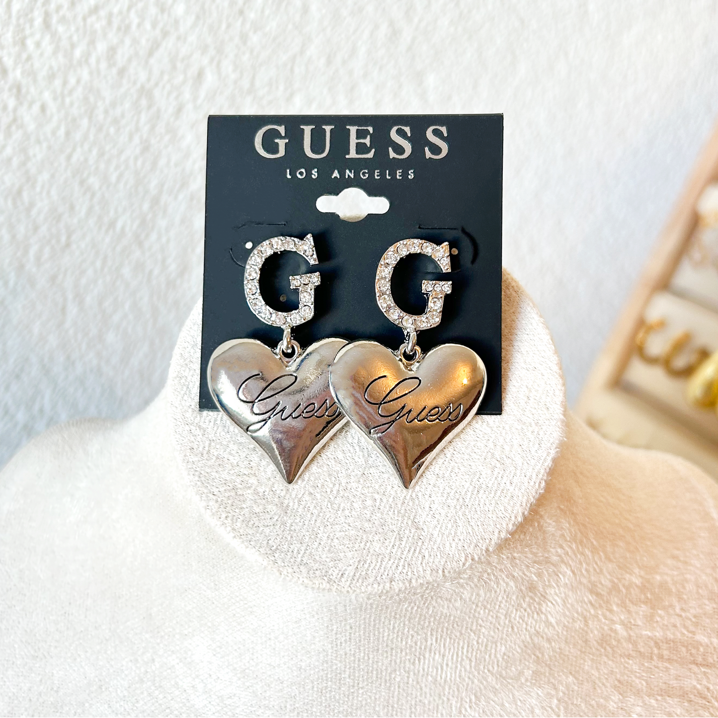 GUESS Heart Earrings – Silver 