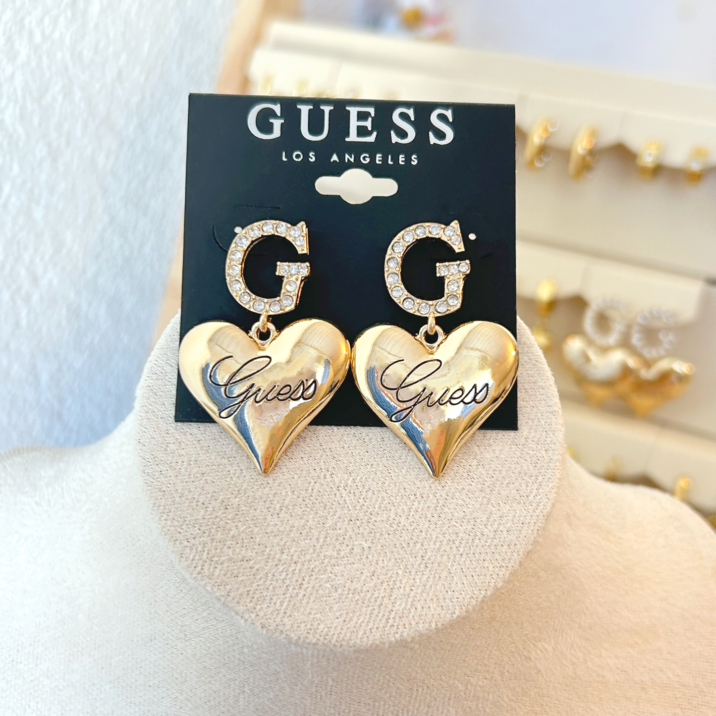 GUESS Heart Earrings – Gold