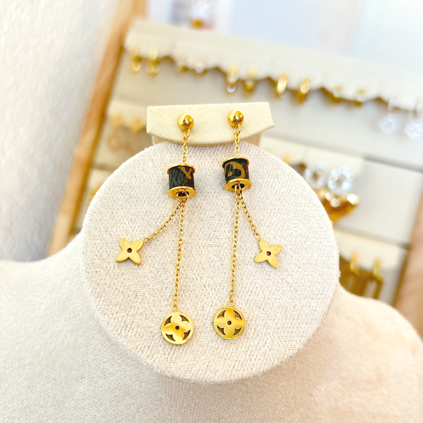 MONOGRAM DANGLE Stud Earrings – Gold