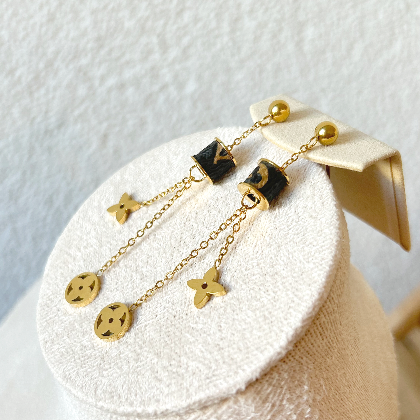 MONOGRAM DANGLE Stud Earrings – Gold