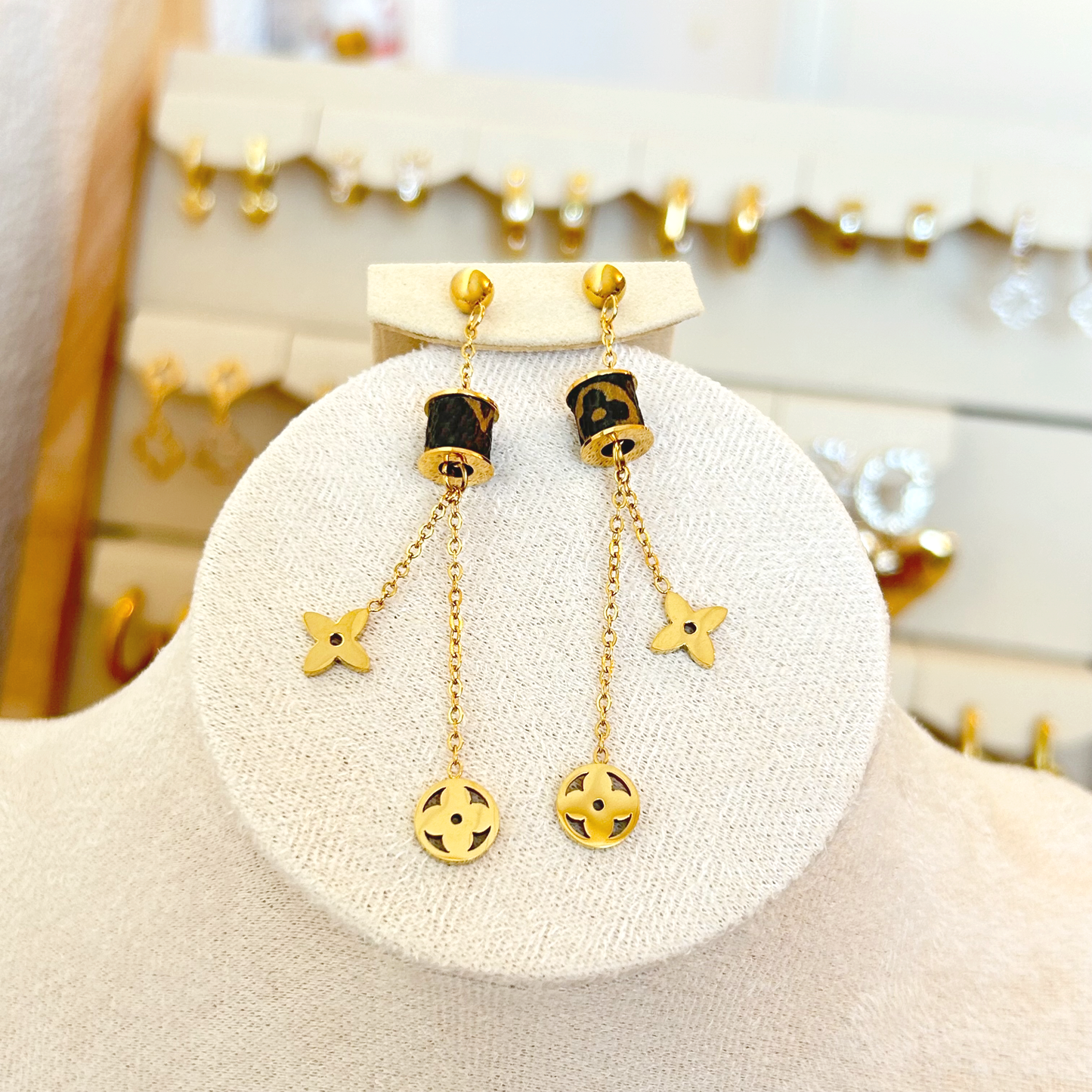 MONOGRAM DANGLE Stud Earrings – Gold