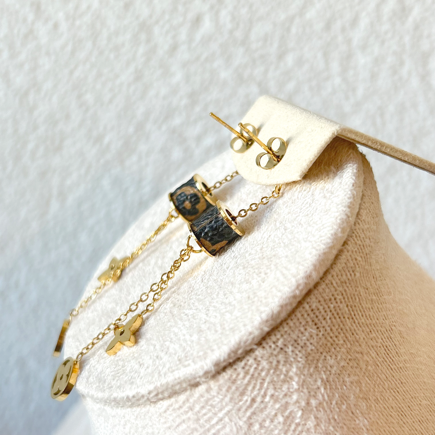 MONOGRAM DANGLE Stud Earrings – Gold